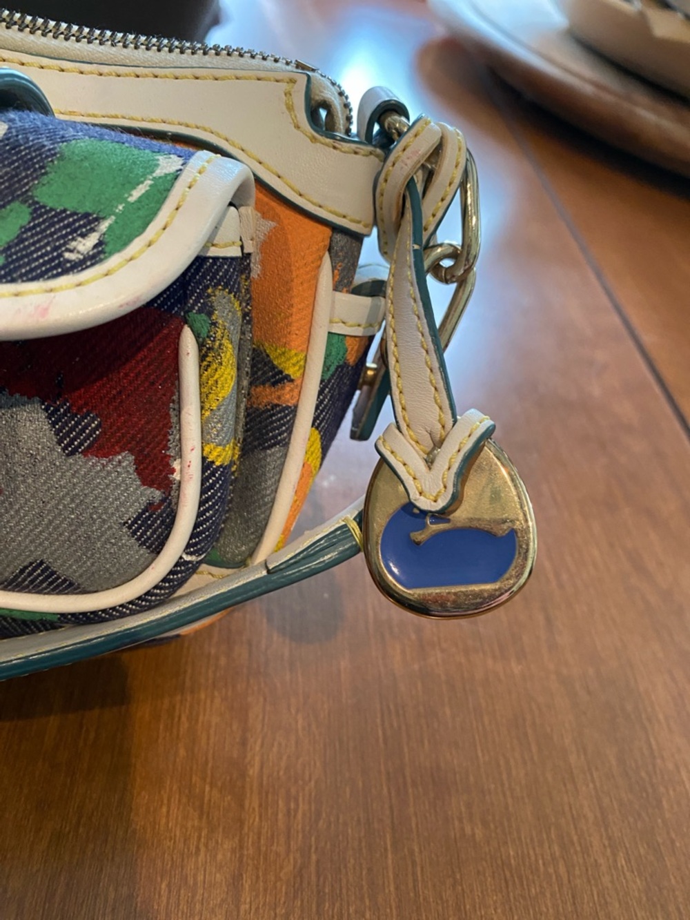 Dooney & Bourke Graffiti Paint Splatter Mini Shoulder Bag Canvas and Leather - Picture 10 of 16